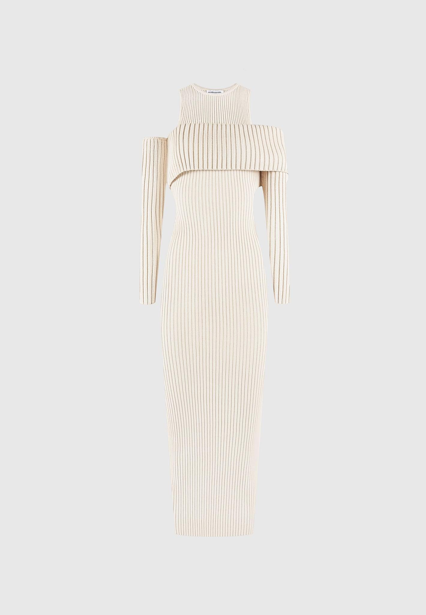 Overlay Knitted Midaxi Dress - Beige Female Product Image