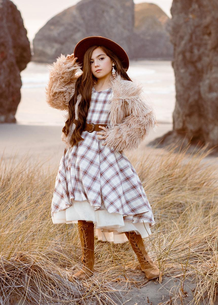 Lezah Dress in Cream Plaid Product Image