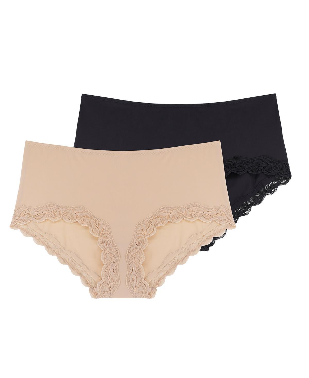 Dorina Womens Evie Micro and Lace 2 Pc. High Rise Brief Panties - Nude Product Image