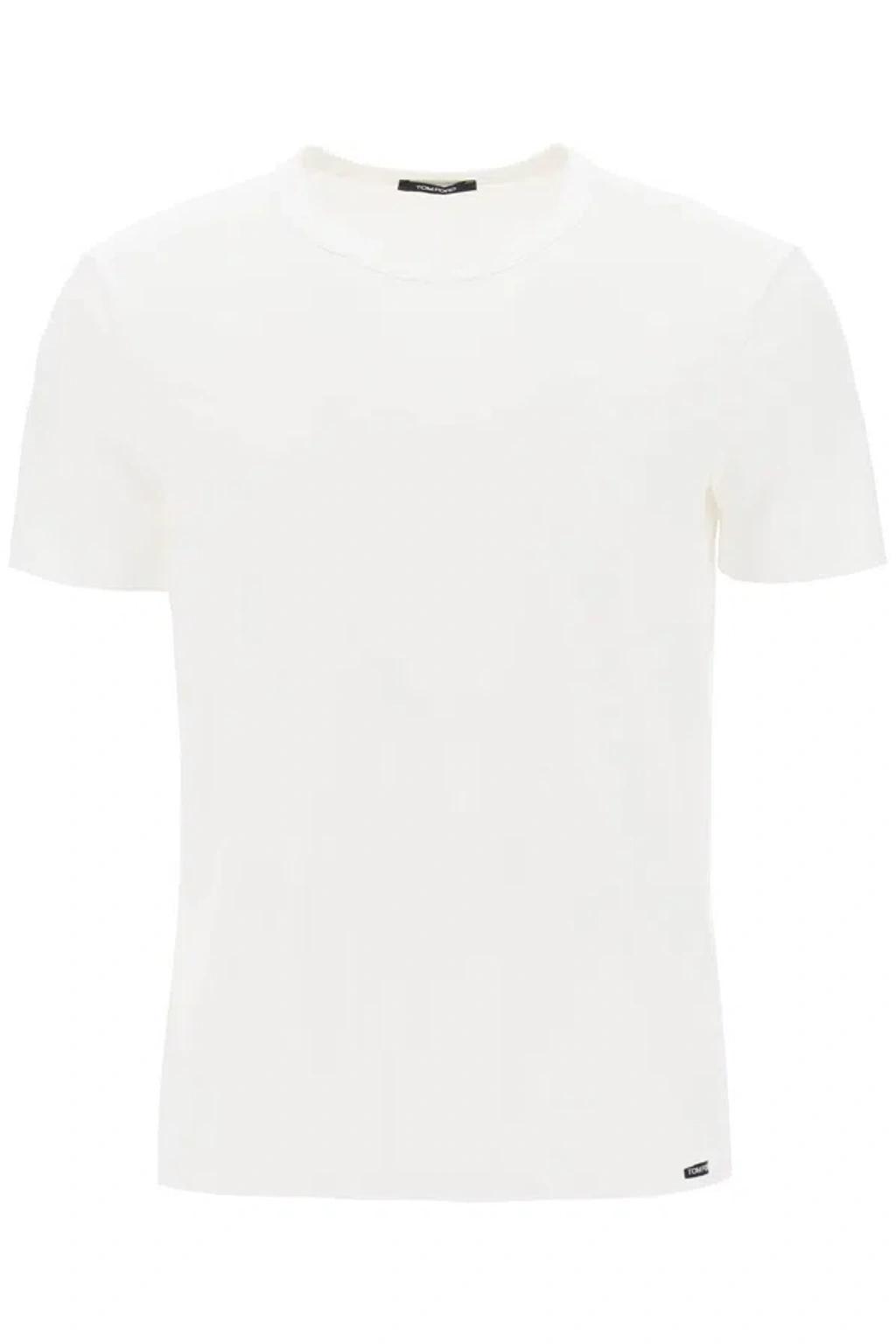 Cotton Blend Crew-neck T-shirt In White Product Image