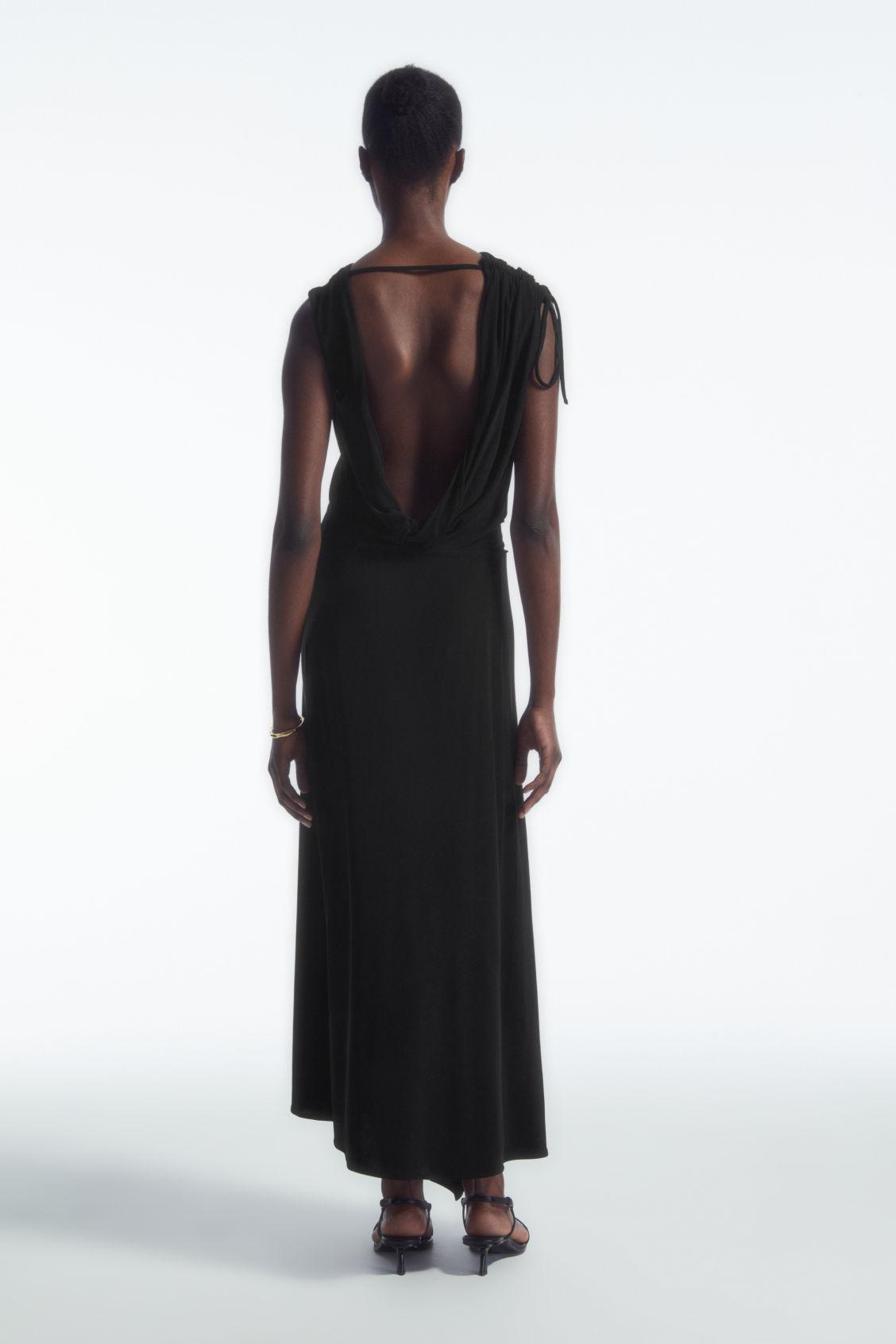 ASYMMETRIC COWL-NECK MAXI DRESS Product Image