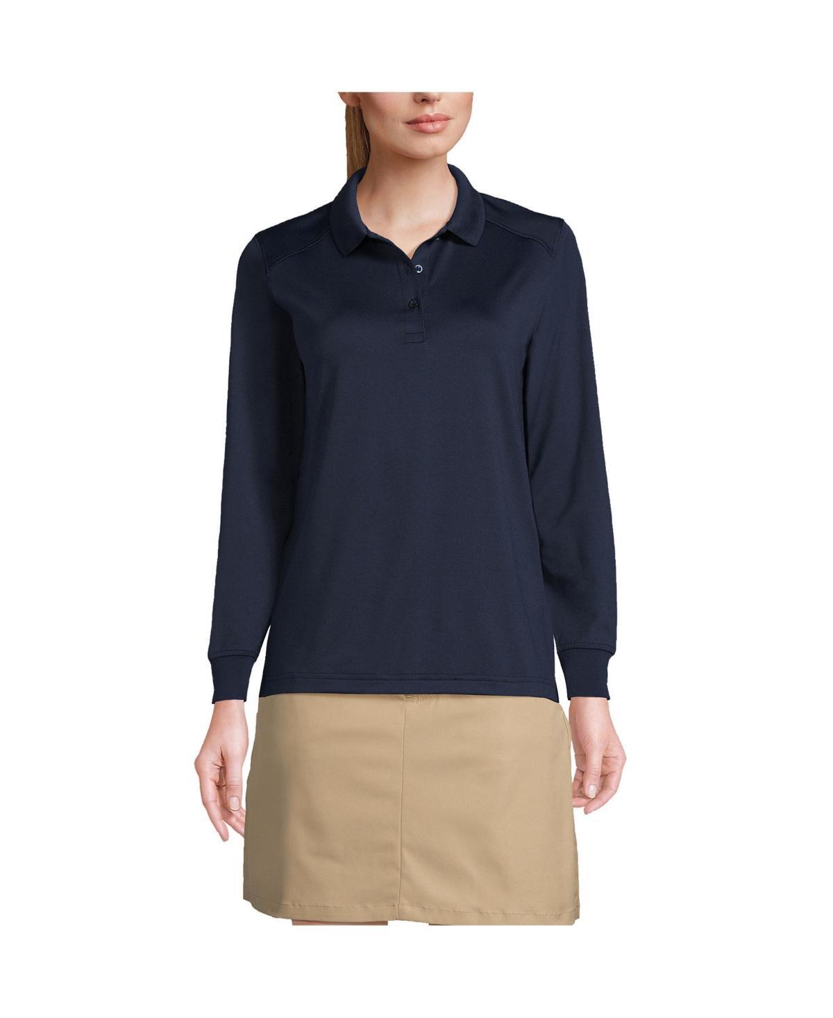 Lands End Womens School Uniform Long Sleeve Rapid Dry Polo Shirt Product Image