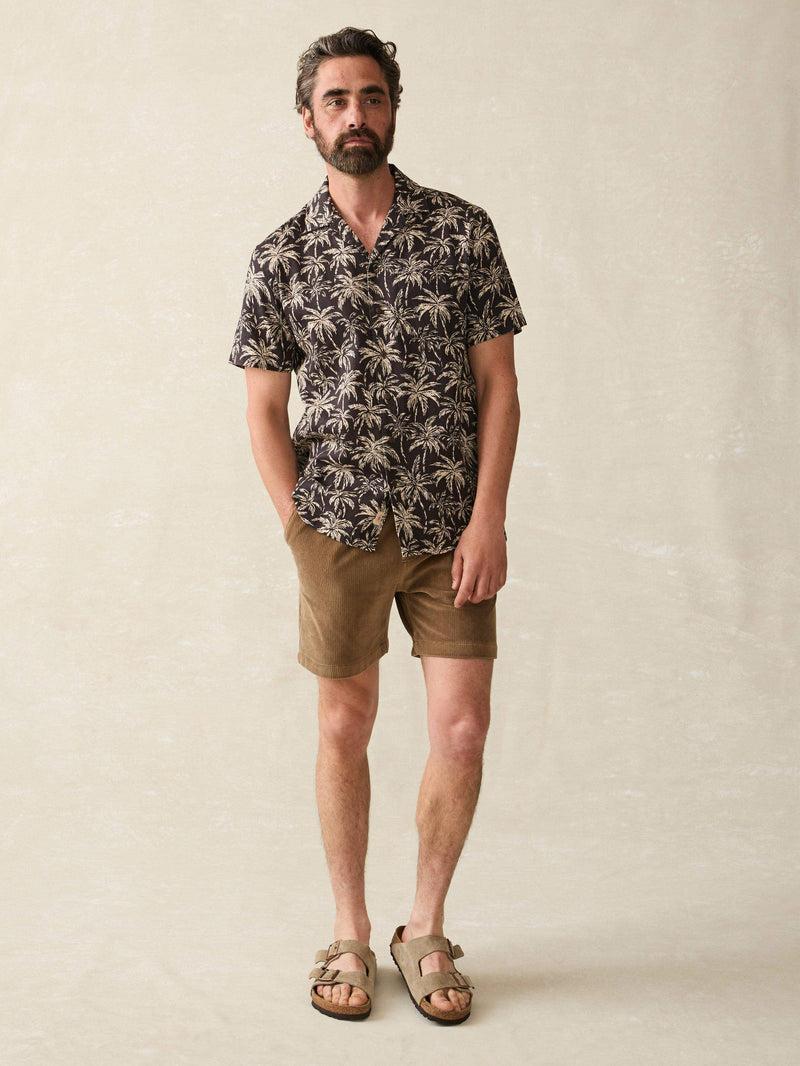 Short-Sleeve Hemp Blend Camp Shirt - Charcoal Tropic Trees Product Image