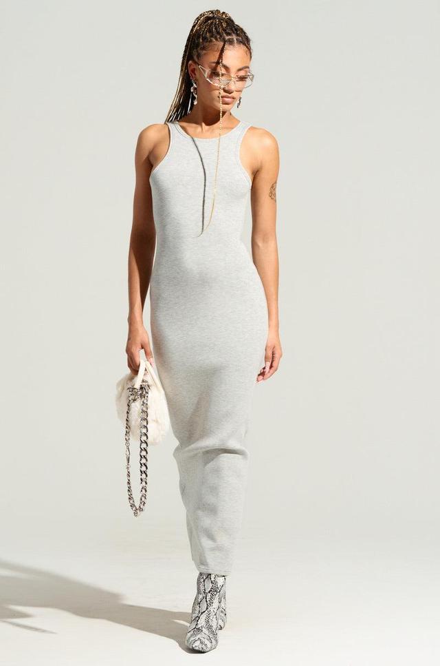 COCOA BUTTER SCUBA MAXI DRESS IN GREY Product Image