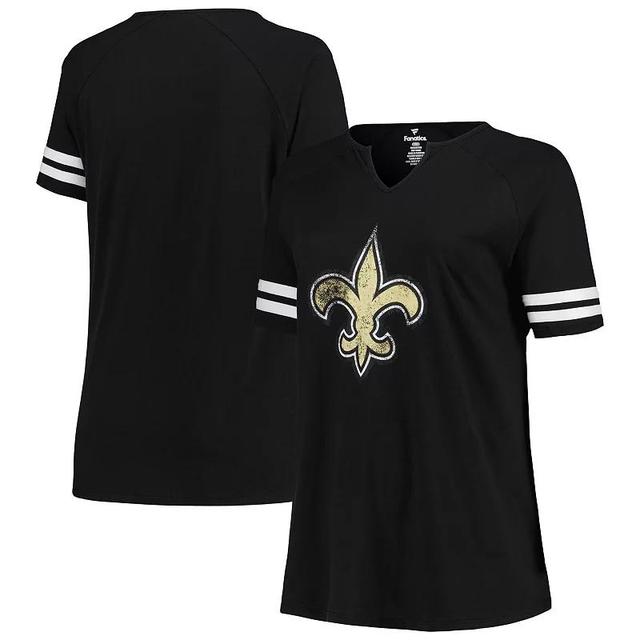 Womens Fanatics Branded New Orleans Saints Plus Size Logo Notch Neck Raglan Sleeve T-Shirt Product Image