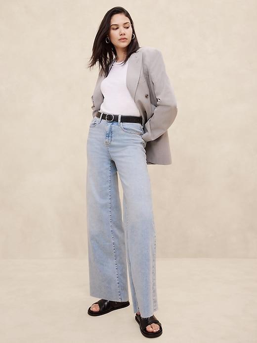 High-Rise Wide-Leg Raw Hem Jean Product Image