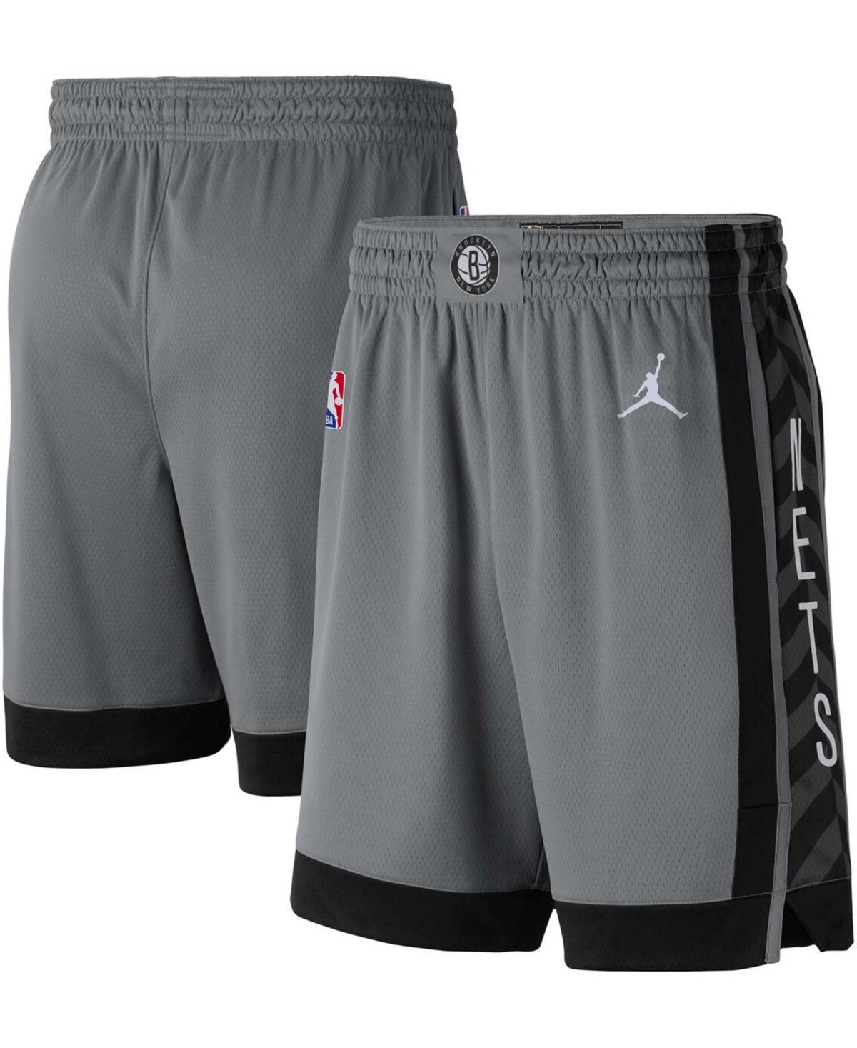 Mens Charcoal Brooklyn Nets 2020/21 Association Edition Performance Swingman Shorts - Charcoal,Black Product Image