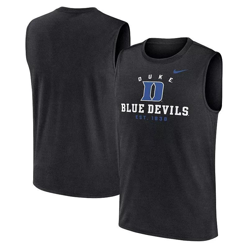 Nike Mens Black Duke Blue Devils Primetime Legend Lock Up Performance Muscle Tank Top Product Image