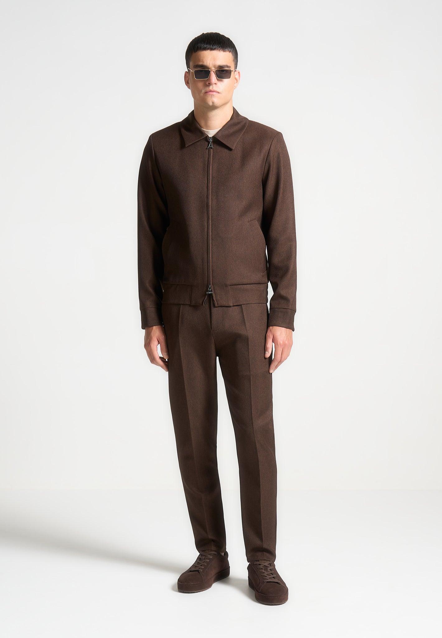 Slim Fit Tailored Trousers - Brown Male Product Image