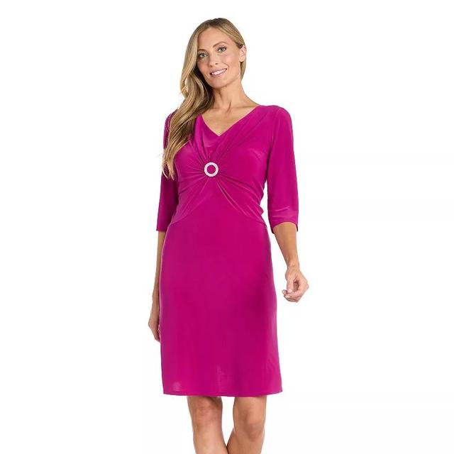 Womens R&M Richards Ruched Fit & Flare Jersey Dress Pink Product Image