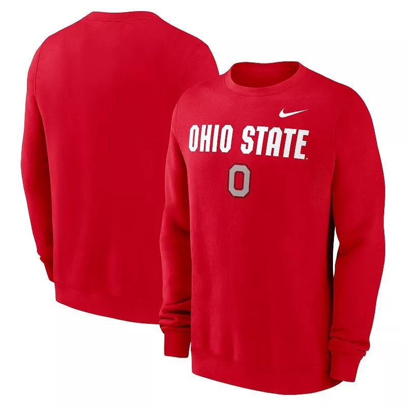 Mens Nike Scarlet Ohio State Buckeyes Primetime Primary Stack Pullover Sweatshirt Product Image