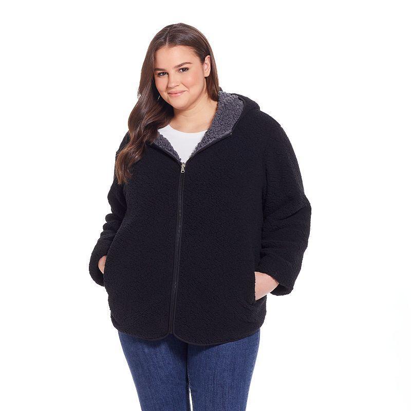 Plus Size Weathercast Reversible Zip Front Fleece Jacket, Womens Product Image