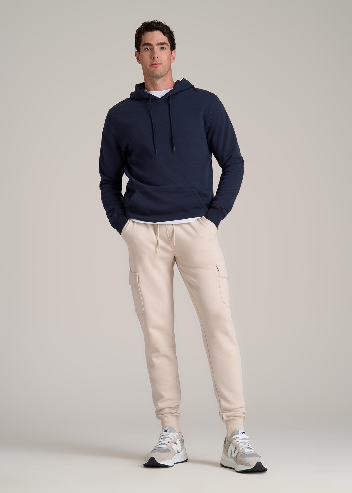 Fleece Cargo Jogger For Tall Men in Light Stone Male Product Image