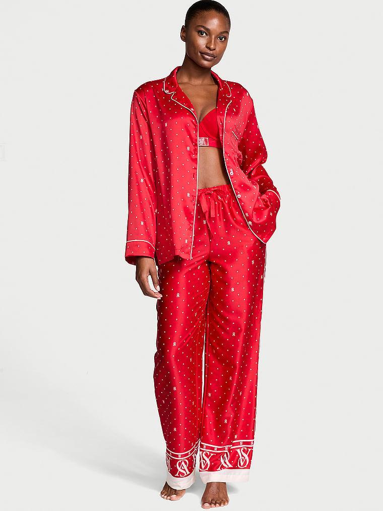 Glazed Satin Long Pajama Set Product Image