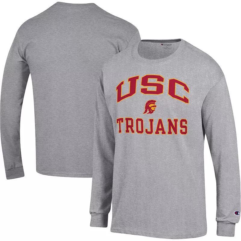 Mens Champion Heather Gray USC Trojans High Motor Long Sleeve T-Shirt Product Image