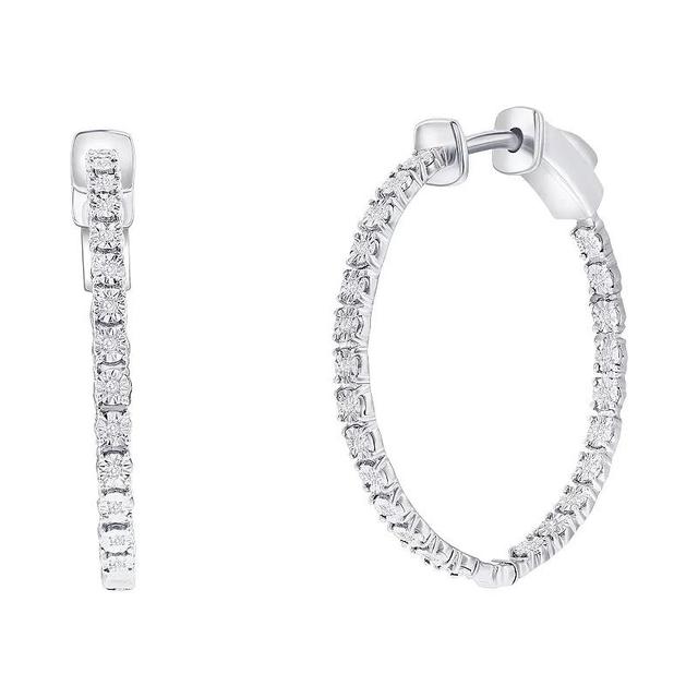 Divine Gold Sterling Silver Diamond Accent Inside Out Hoop Earrings, Womens Product Image