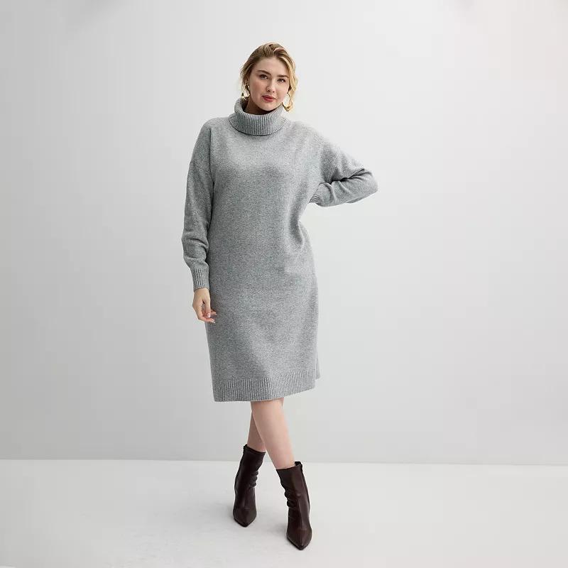 Plus Size Nine West Turtleneck Sweater Dress, Womens Dark Metal Grey Product Image