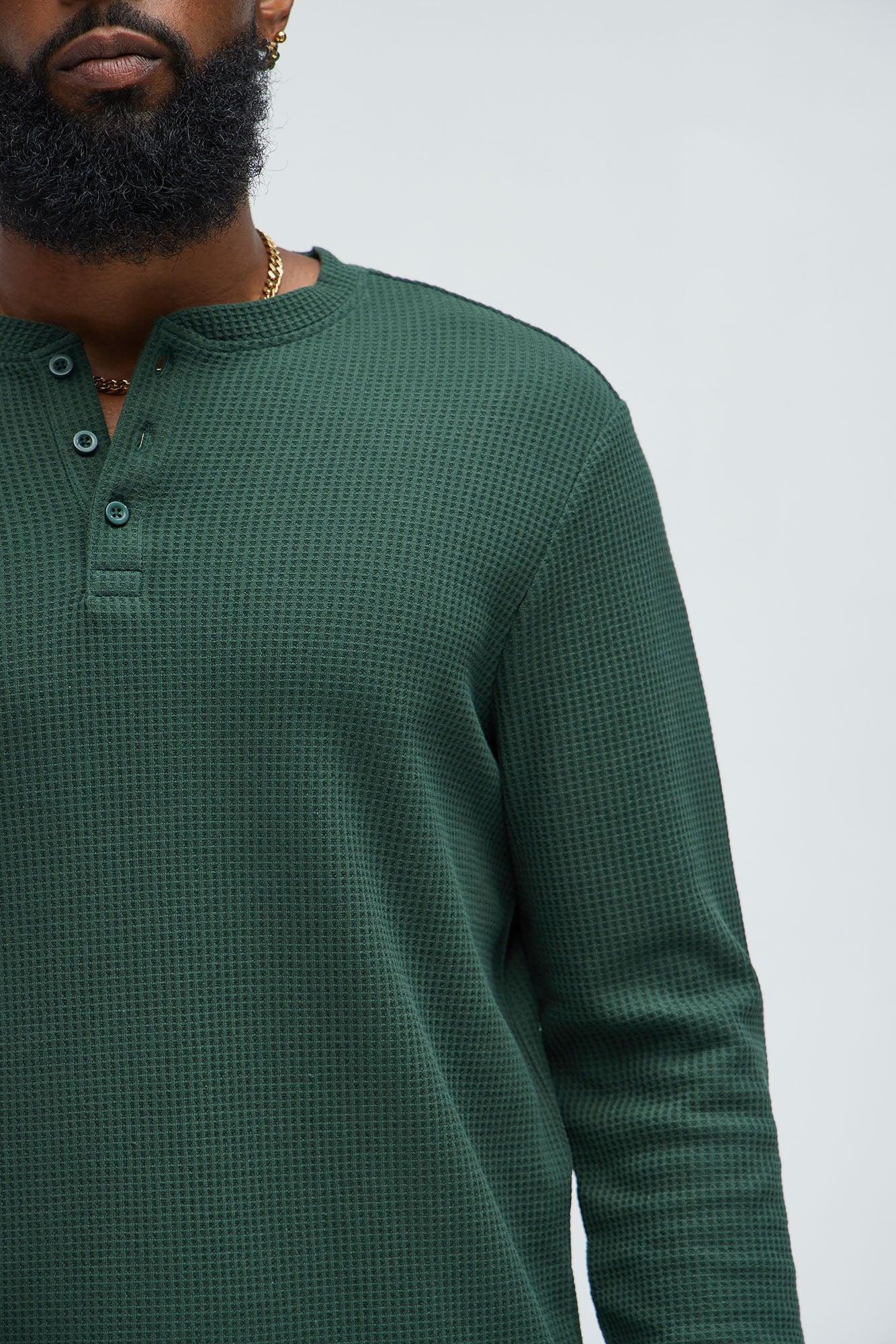 Wesley Long Sleeve Henley - Green Product Image