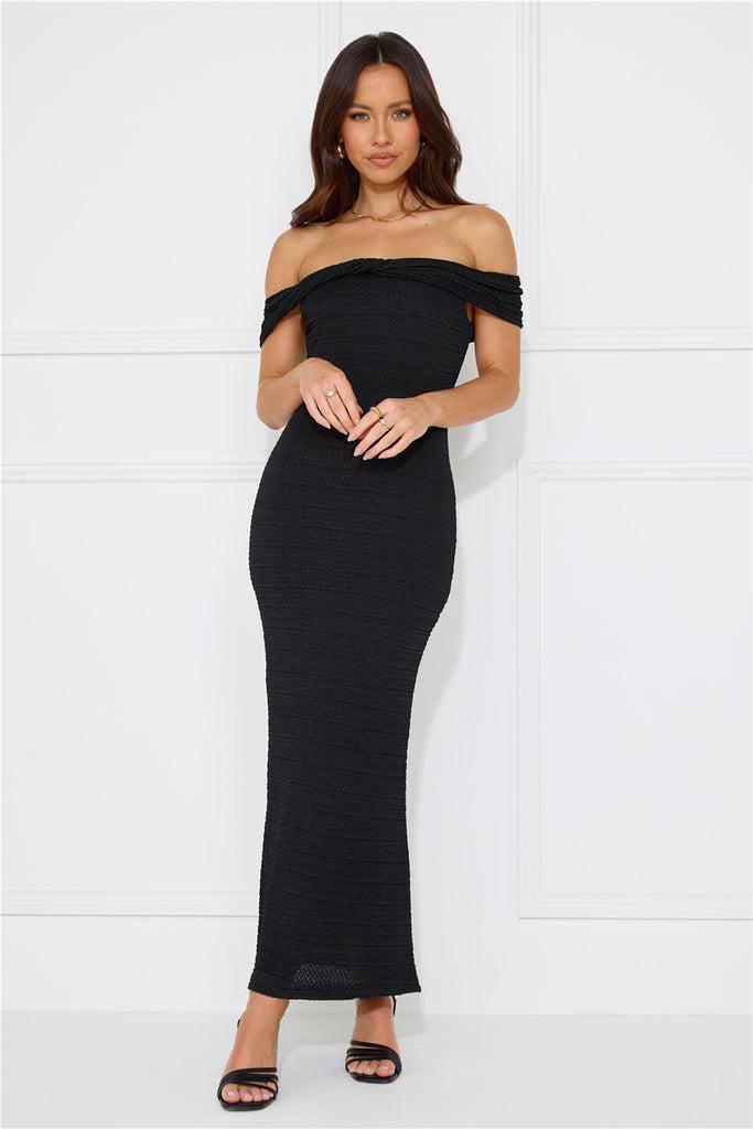 Fashion Fantasy Off Shoulder Maxi Dress Black Product Image