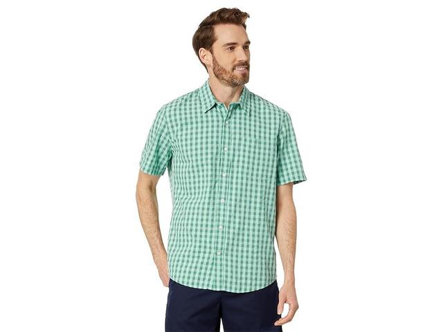 L.L.Bean Organic Seersucker Shirt Short Sleeve Slightly Fitted Plaid (Pale Turquoise) Men's Clothing Product Image