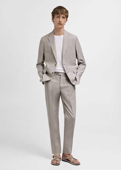 MANGO MAN - Slimfit Tencel suit pants with pleats light/pastel greyMen Product Image