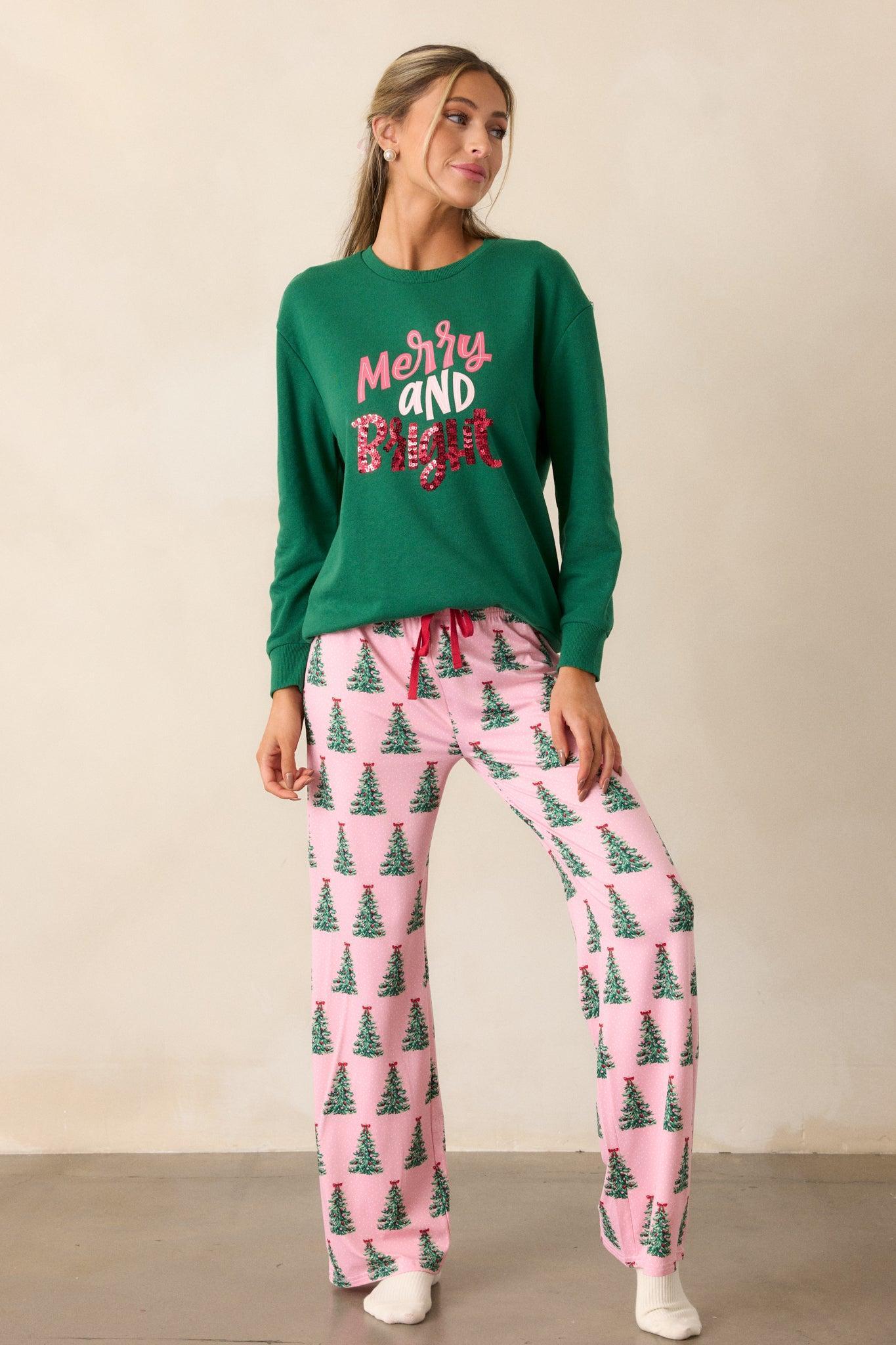 Pine and Peppermint Pink Pajama Pants Product Image