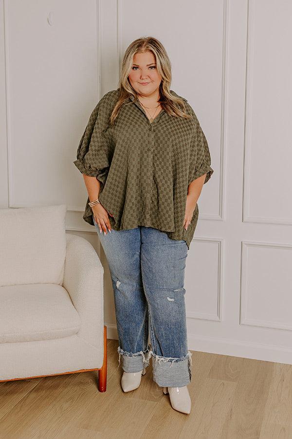 Fit Check Oversized Button Up in Olive Curves Product Image