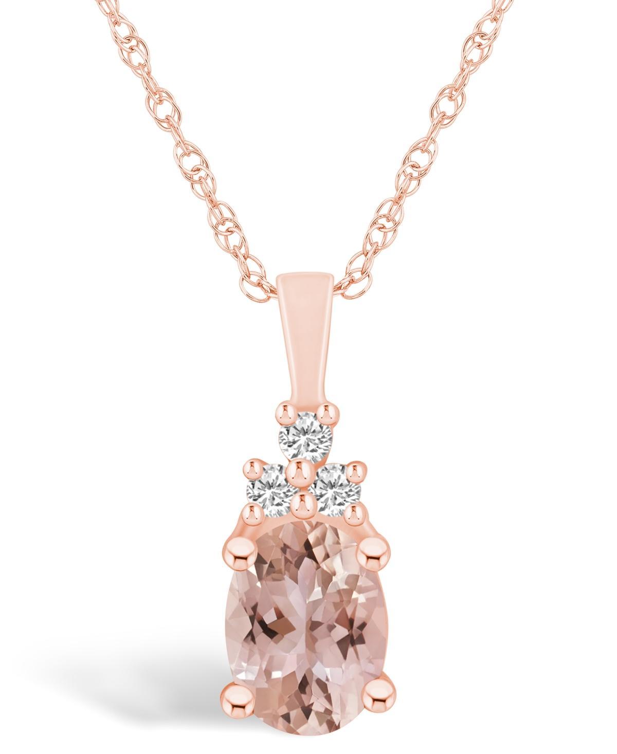 Alyson Layne 14k Rose Gold Oval Morganite & 1/10 Carat T.W. Diamond Pendant Necklace, Womens Pink Product Image