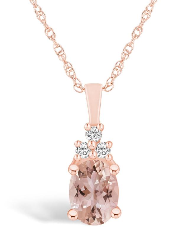 Alyson Layne 14k Rose Gold Oval Morganite & 1/10 Carat T.W. Diamond Pendant Necklace, Womens 14k Rosegold Product Image