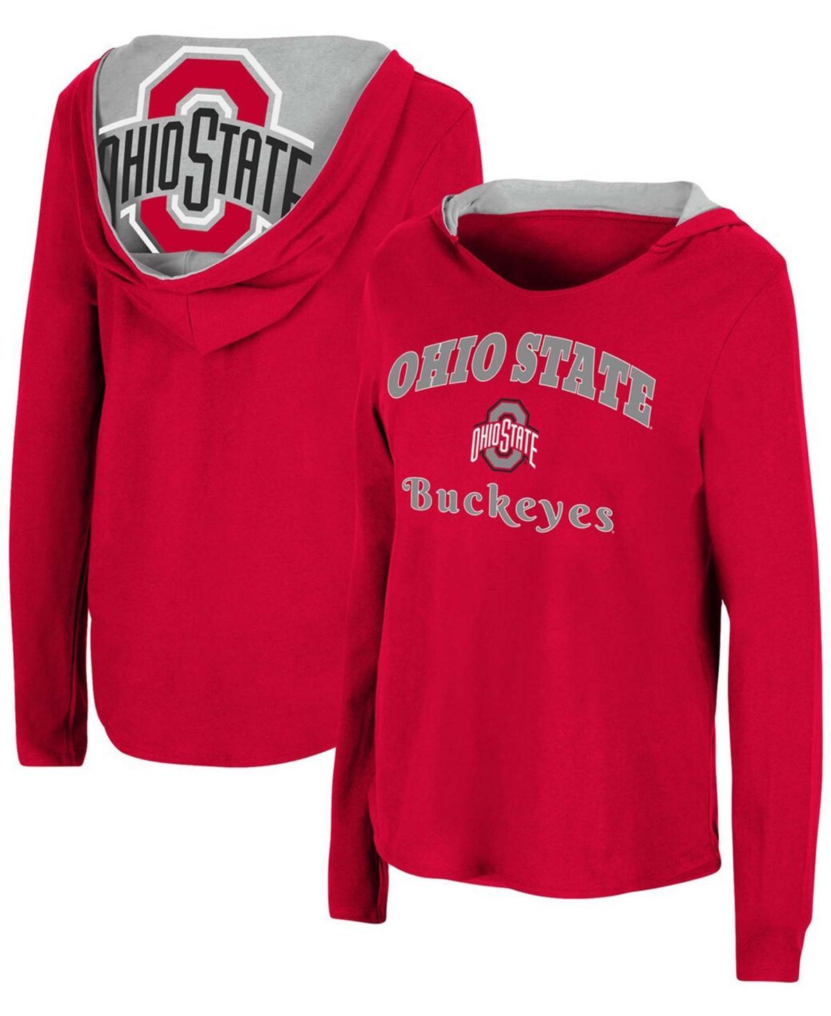 Womens Colosseum Scarlet Ohio State Buckeyes Catalina Hoodie Long Sleeve T-Shirt Product Image