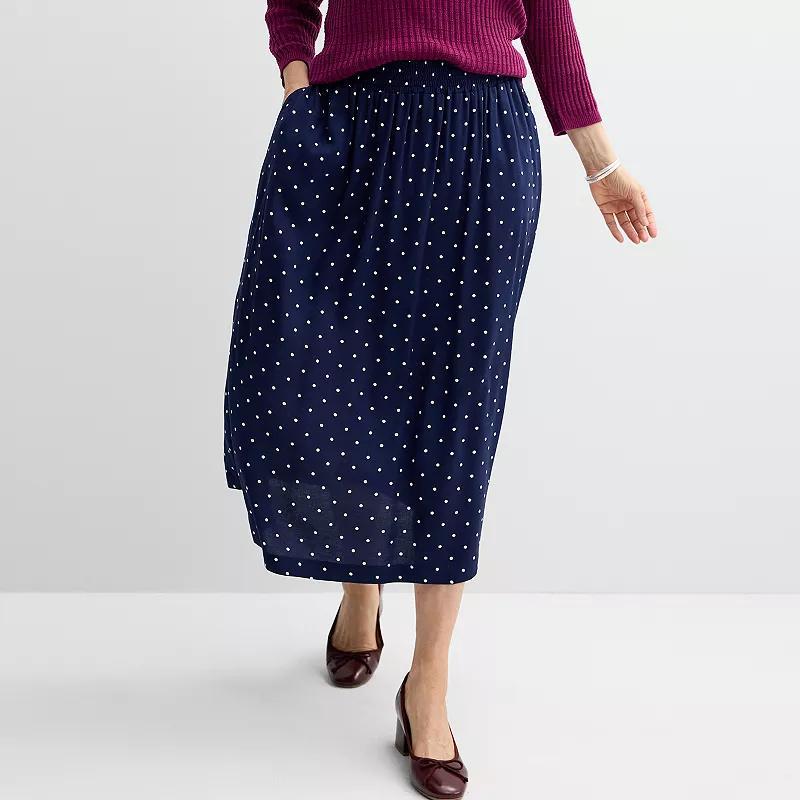 Womens Croft & Barrow Elastic Waist Midi Skirt Blue Classic Product Image