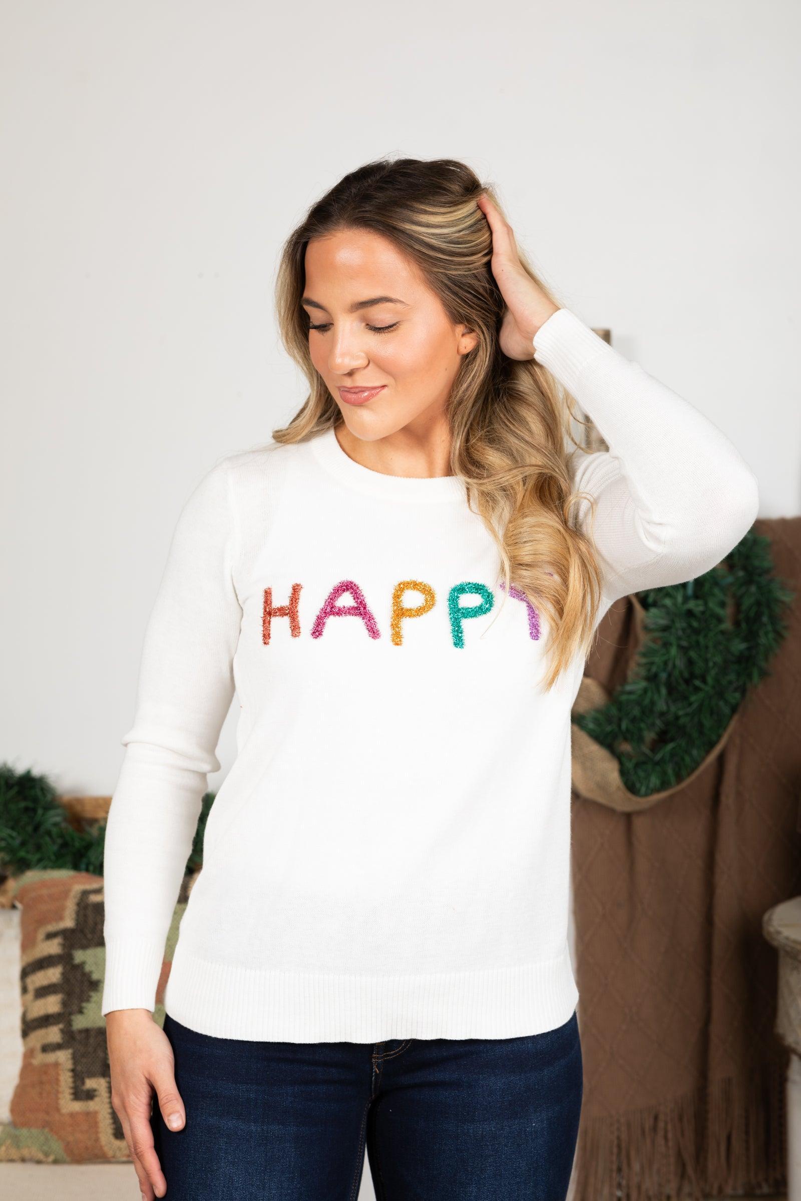 Off White Multicolor Happy Sweater Product Image