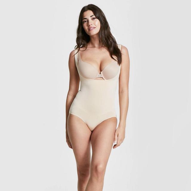 ASSETS by SPANX Womens Remarkable Results Open-Bust Brief Bodysuit - Beige Product Image