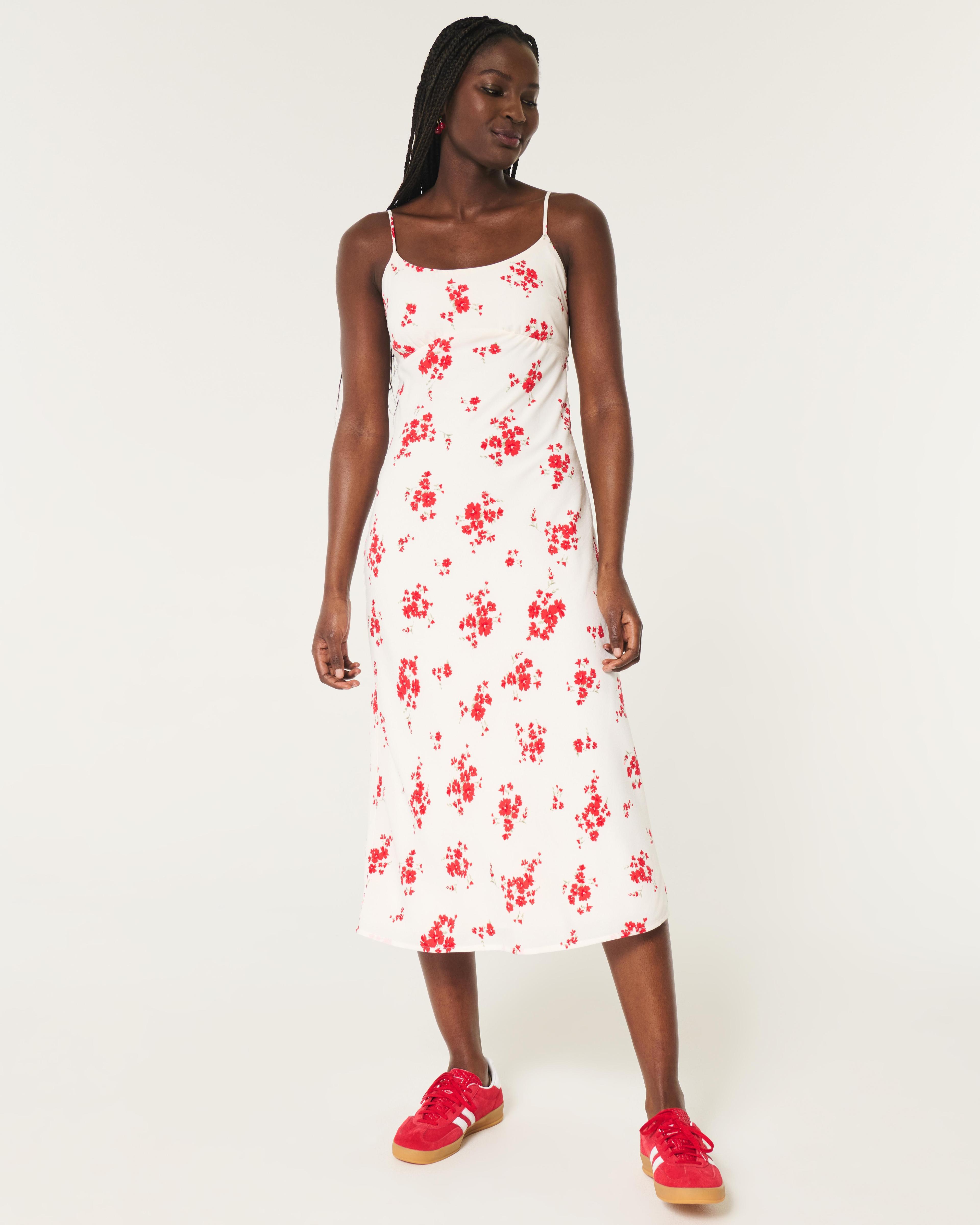 Crepe Open Back Midi Slip Dress Product Image