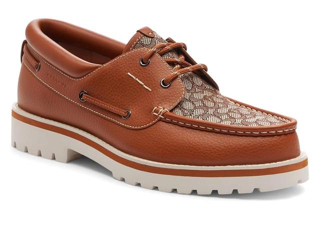 COACH Benson Micro Signature Boat Shoe (Burnished Amber) Men's Shoes Product Image