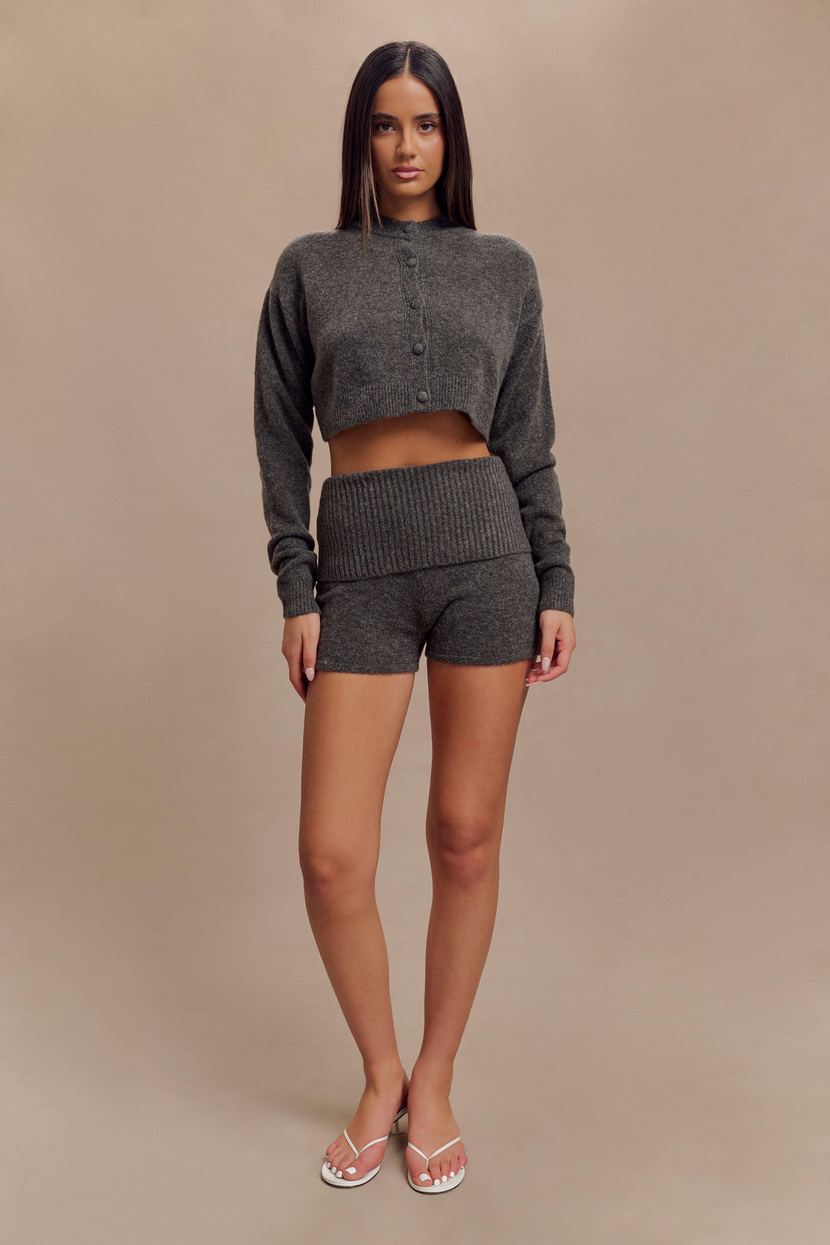 Aubrey Knit Shorts - Charcoal Marle Product Image