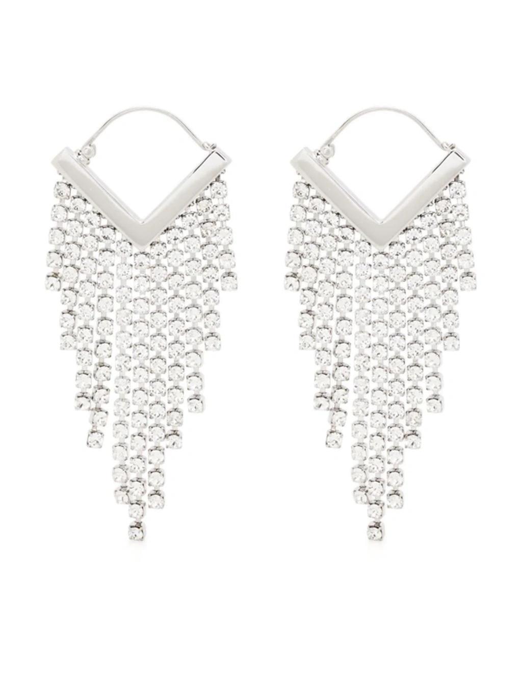 ISABEL MARANT Glass Crystal-embellished Earrings In Silver Product Image