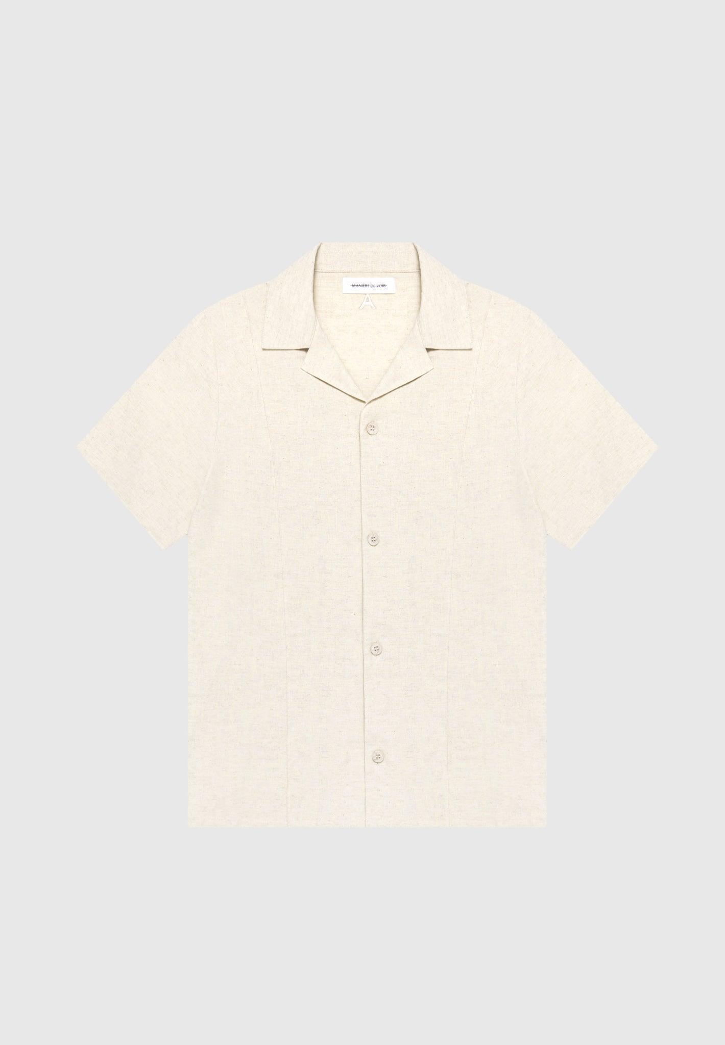 Linen Pintuck Revere Shirt - Natural Male Product Image