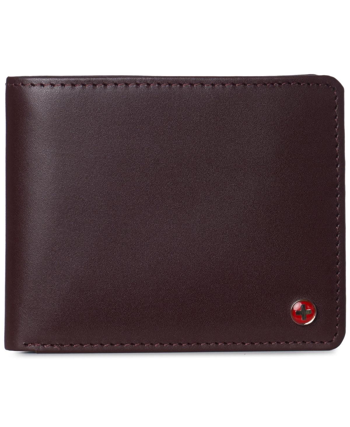 Alpine Swiss Mens Genuine Leather Wallet Passcase Bifold Rfid Safe 2 Id Windows - Tan Product Image