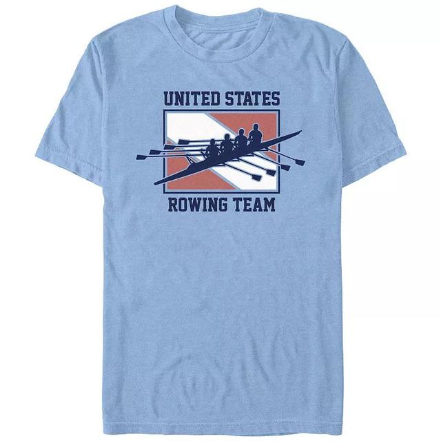 Mens USA Rowing Team Graphic Tee Light Blue Grey Product Image