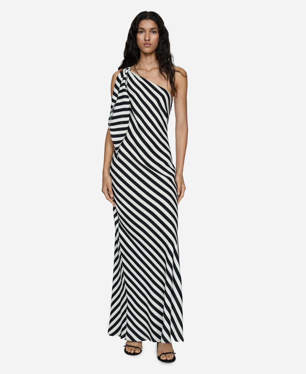 Mango Womens Asymmetrical Striped Dress Product Image