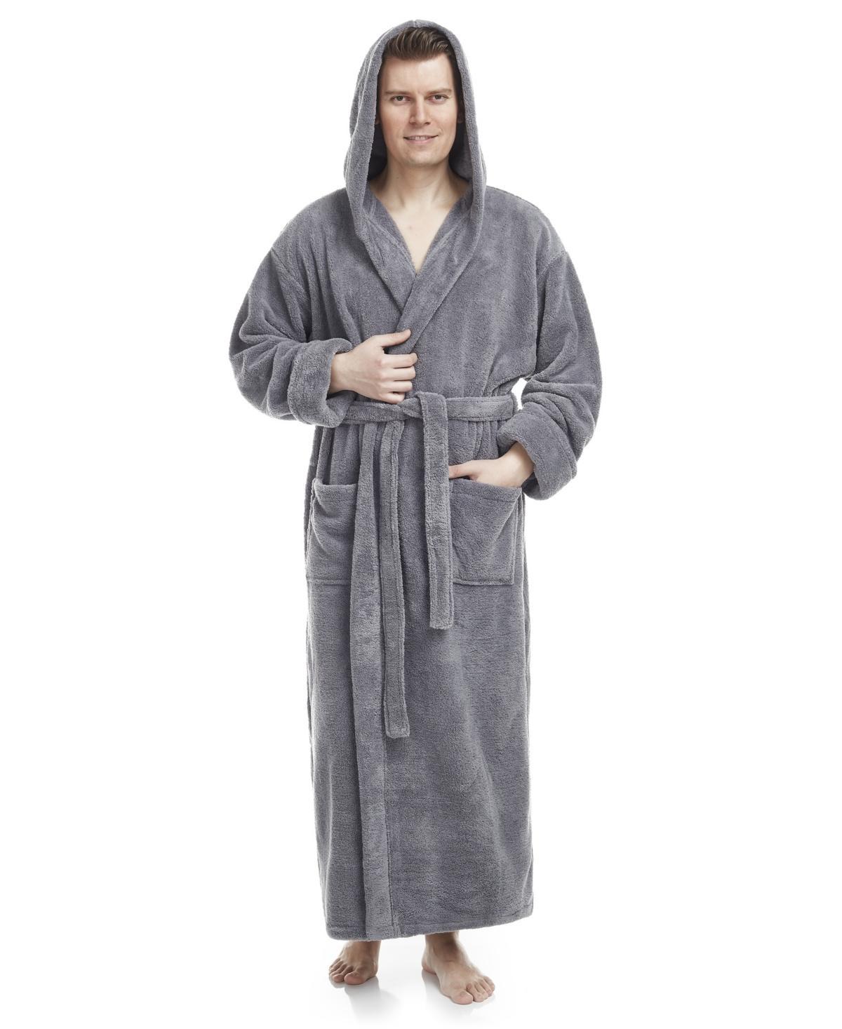 Arus Mens Soft Fleece Robe, Ankle Length Hooded Turkish Bathrobe Product Image