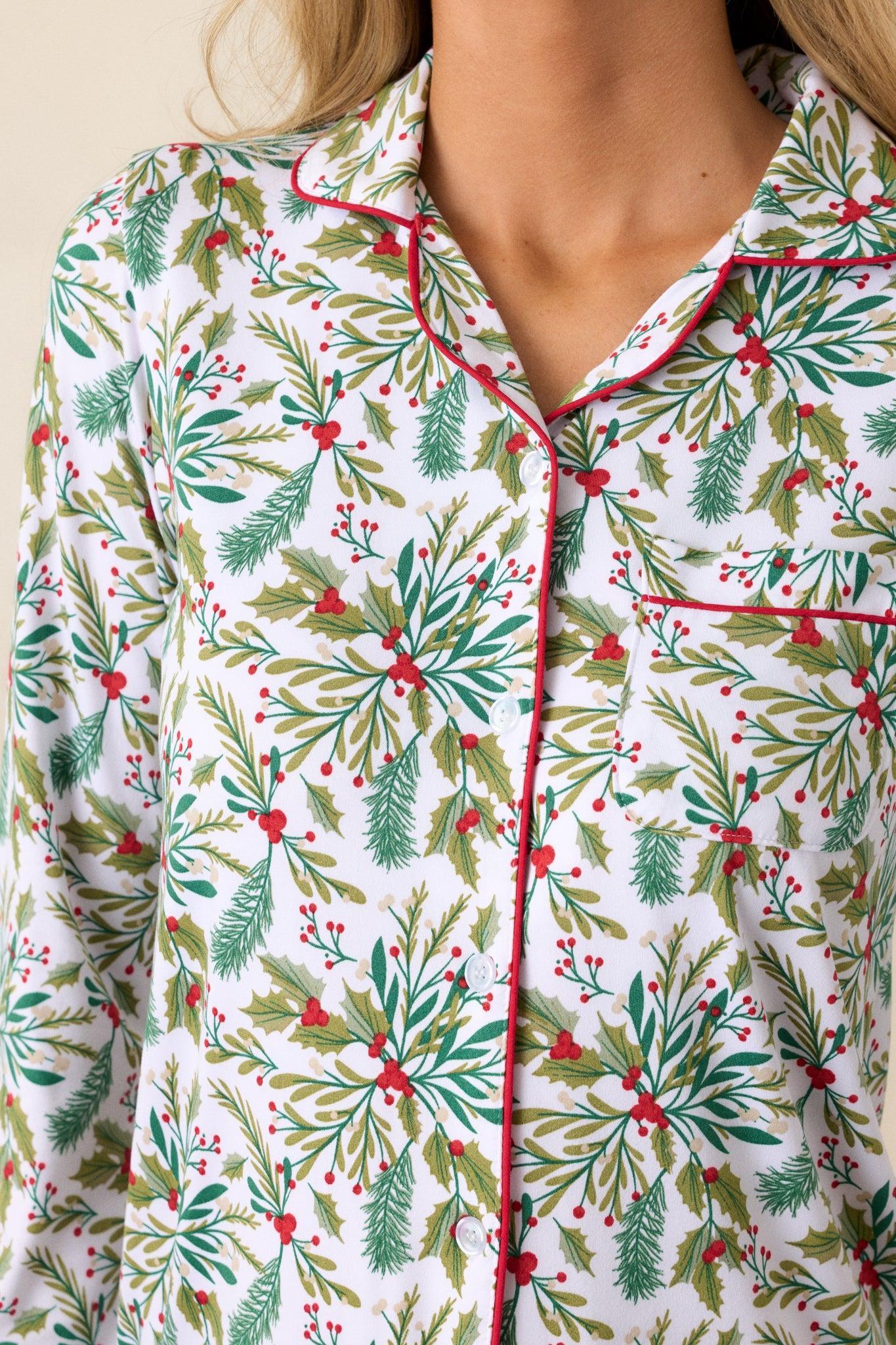 Under the Mistletoe Ivory Pajama Top Product Image