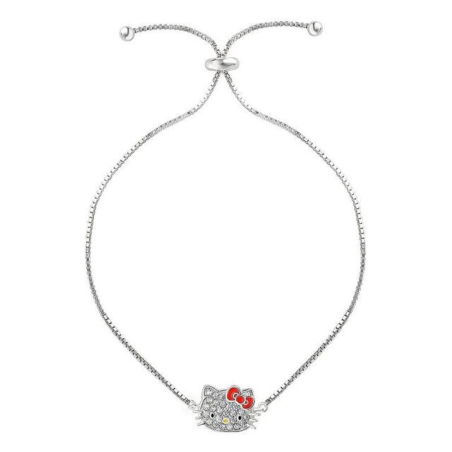 Sanrio Hello Kitty Sterling Silver and Cubic Zirconia Lariat Bracelet, Womens Product Image