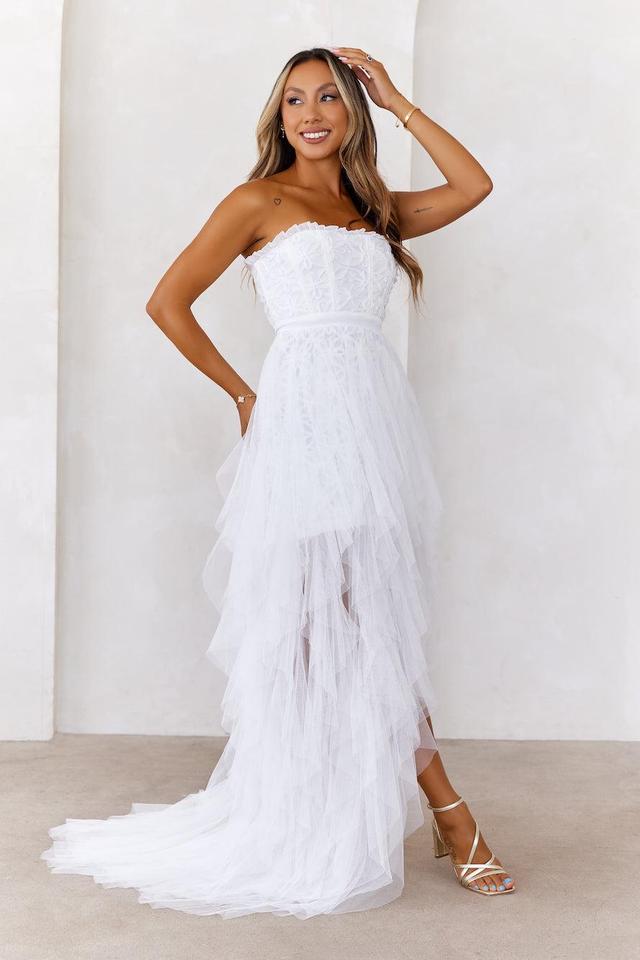 All The Attention Tulle Maxi Dress Off White Product Image