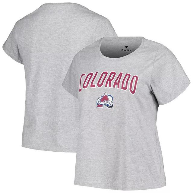 Womens Profile Heather Gray Colorado Avalanche Plus Size Arch Over Logo T-Shirt Product Image