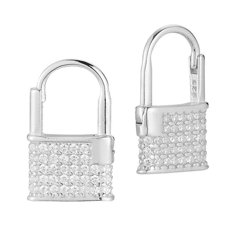 Sunkissed Sterling Cubic Zirconia Padlock Earrings, Womens, Silver Tone Product Image