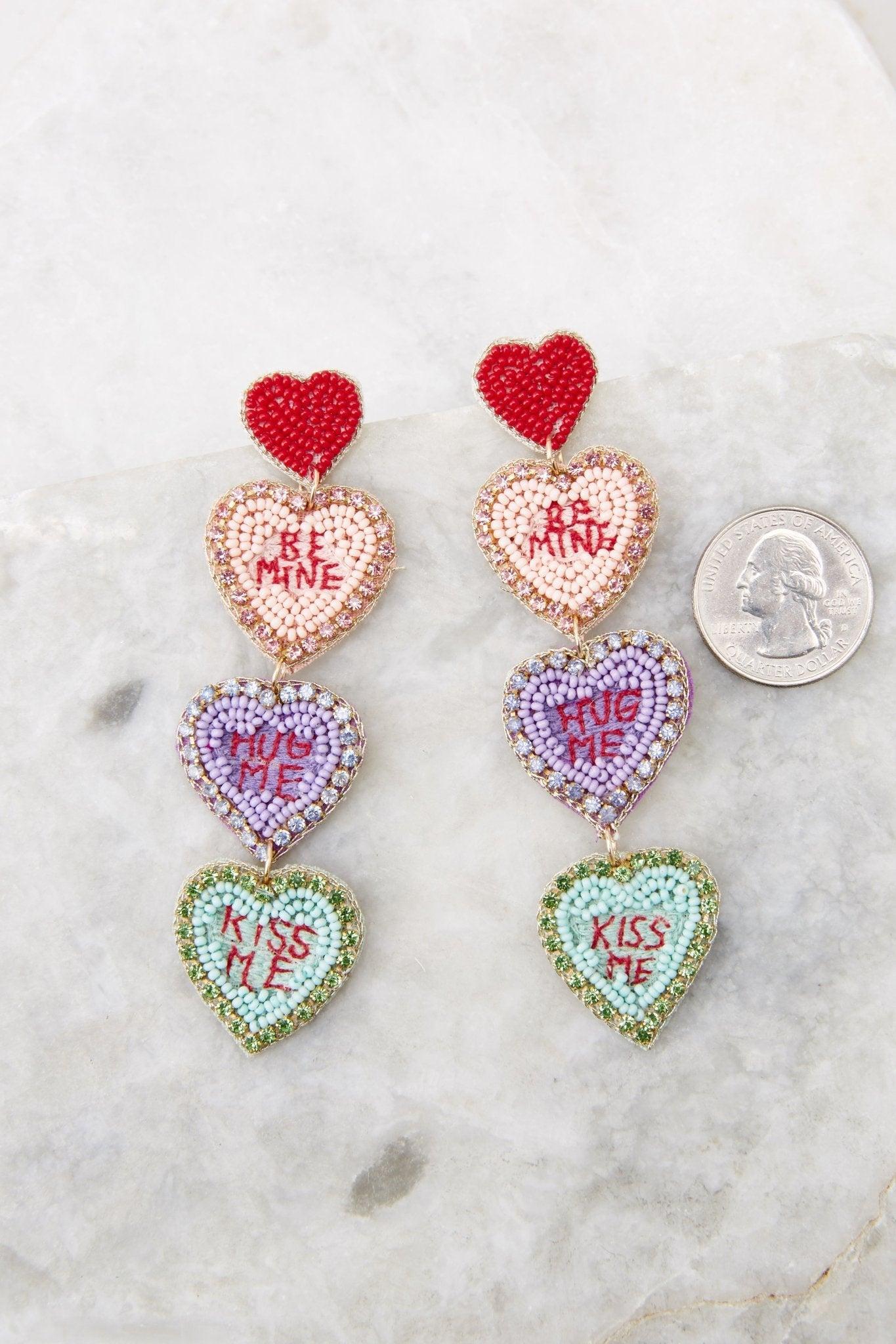 Sweetest Heart Red Multi Beaded Earrings Product Image