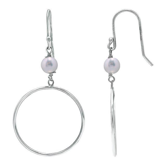 Aleure Precioso Sterling Silver Freshwater Cultured Pearl Hoop Drop Earrings, Womens Product Image