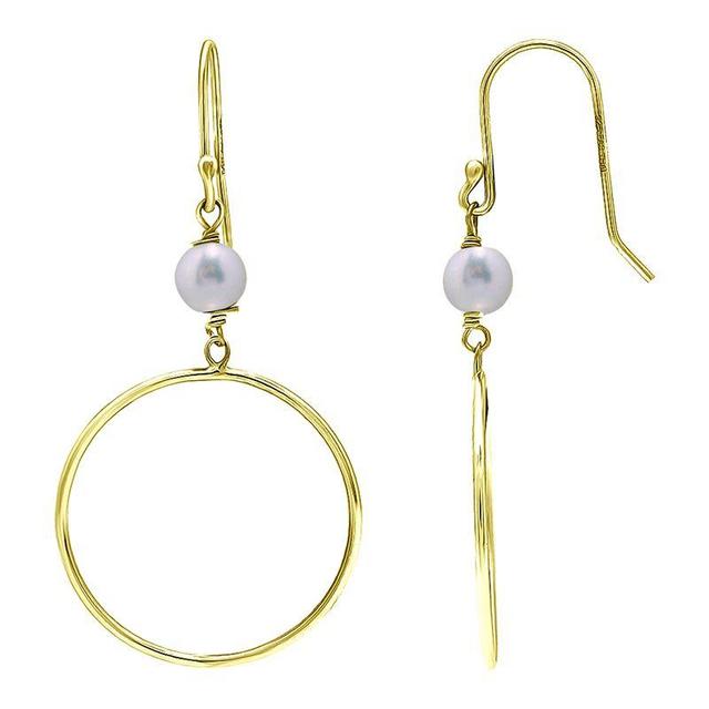 Aleure Precioso Sterling Silver Freshwater Cultured Pearl Hoop Drop Earrings, Womens, Gold Tone Product Image